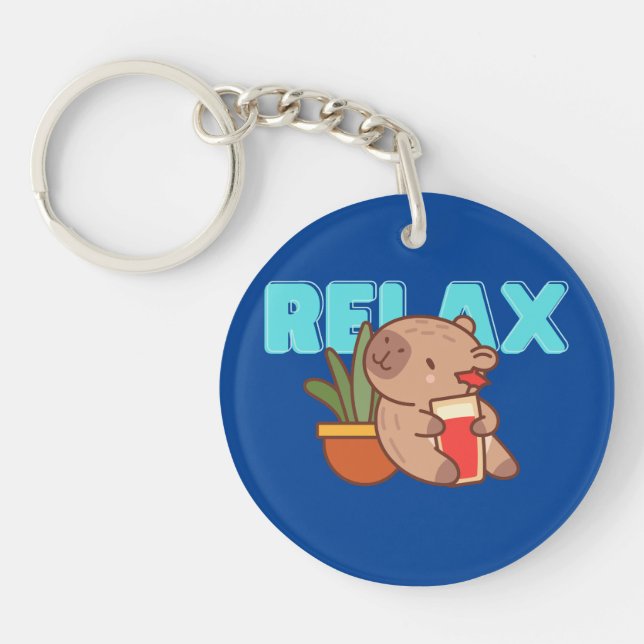 Bookish Capybara Fob Schlüsselanhänger (Vorderseite)