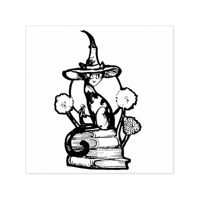 Bookish Cat Witch                                  Permastempel (Design)