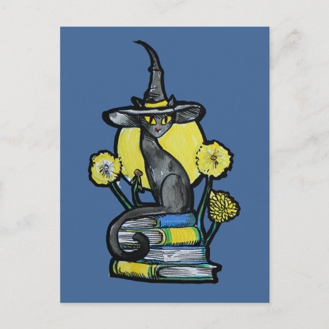 Bookish Cat Witch                                  Postkarte (Vorderseite)