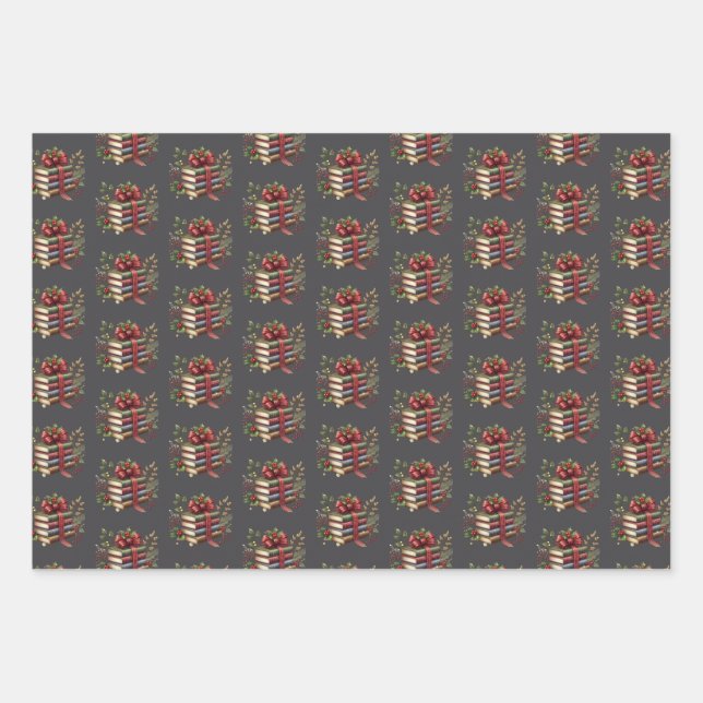 Bookish Christmas wrapping gift paper Geschenkpapier Set (Vorderseite)