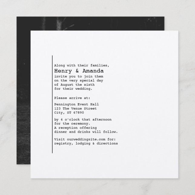 Bookish Foto Hochzeitseinladung Einladung (Vorne/Hinten)