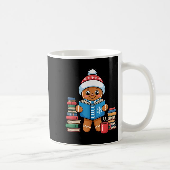 Bookish Gingerbread Reading Books Christmas Pajama Kaffeetasse (Rechts)