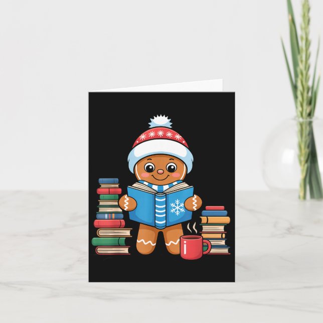 Bookish Gingerbread Reading Books Christmas Pajama Karte (Vorderseite)
