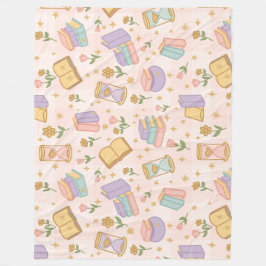 Bookish Magic Pastel Girl Pink Fleecedecke