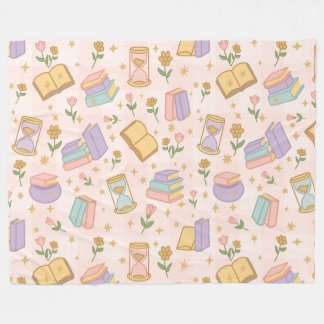 Bookish Magic Pastel Girl Pink Fleecedecke