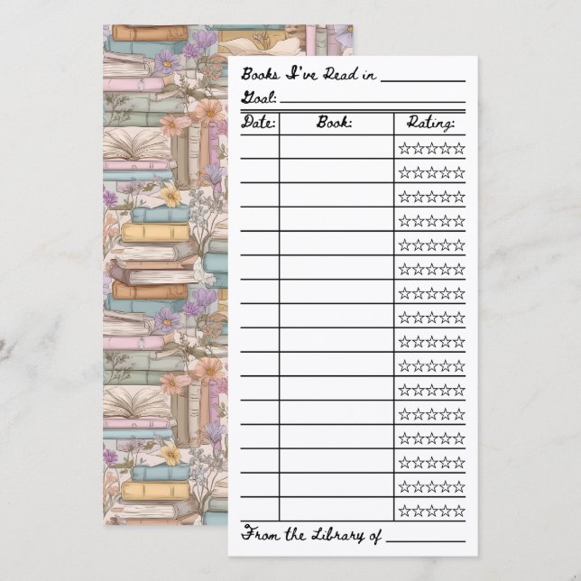 Bookish Reading List Tracker Flat Card (Vorne/Hinten)