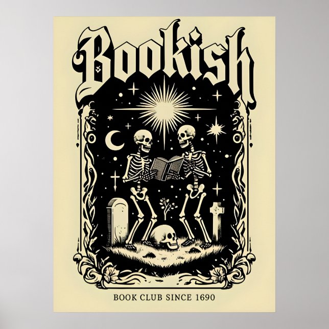 Bookish Skeletons Gothic Art Poster (Vorne)