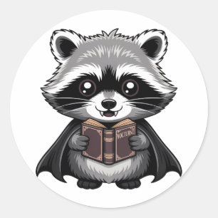 Bookish Vampire Raccoon Gothic Runder Aufkleber