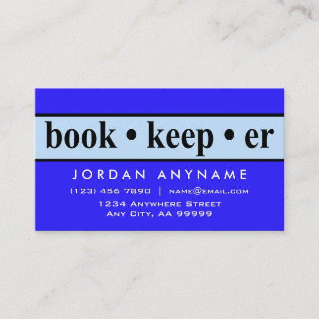 Bookkeeper Blue Strip Business Card Visitenkarte (Vorderseite)