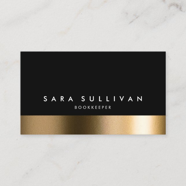 Bookkeeper Bold Black Gold Business Card Visitenkarte (Vorderseite)
