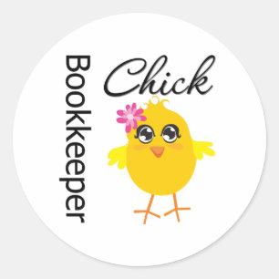 Bookkeeper Chick Runder Aufkleber