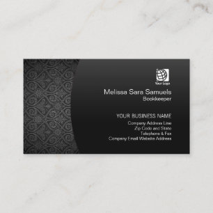Bookkeeper Finance Services Elegante Black Damask Visitenkarte