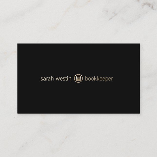 Bookkeeper Gold Calculator Icon Business Card Visitenkarte (Vorderseite)