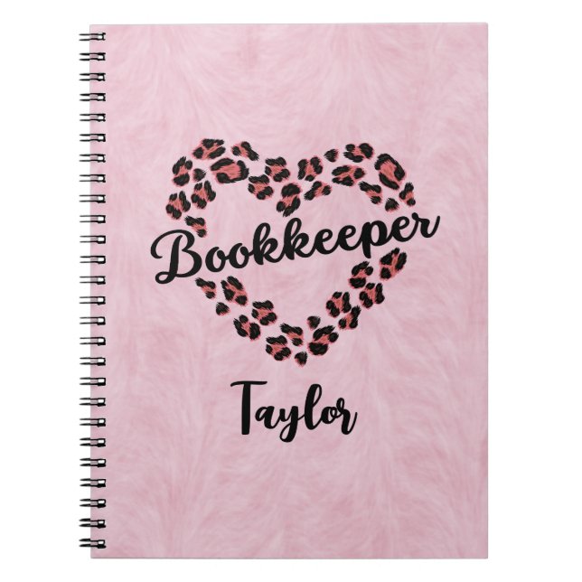Bookkeeper Leopard Heart Frame Foto Notebook Notizblock (Vorderseite)