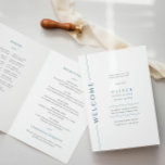 Booklet "Minimal Blue Bar Mitzvah" Programm<br><div class="desc">Mazel tov auf diesem besondere Anlass! Machen Sie die Bar Mitzvah-Zeremonie Ihres Sohnes mit diesem minimalistischen typografischen blau-weiß gefalteten Programm besonders. Es beinhaltet einen Ort für eine Zeremonie Details, eine Zeitleiste von Veranstaltungen, Leitfäden, Synagoge Etiquette, in liebevollem Gedächtnis, und eine Danksagung. HINWEIS: Um hebräische Buchstaben einzugeben, müssen Sie hebräischen Text...</div>