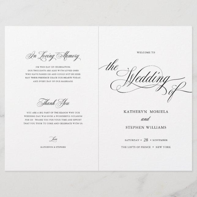 Booklet zum klassischen Script-Elegant-Hochzeitspr (Vorderseite)