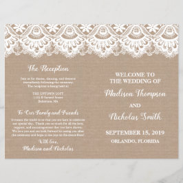 Booklets für Hochzeiten in Burlap und Lace, rustik Flyer
