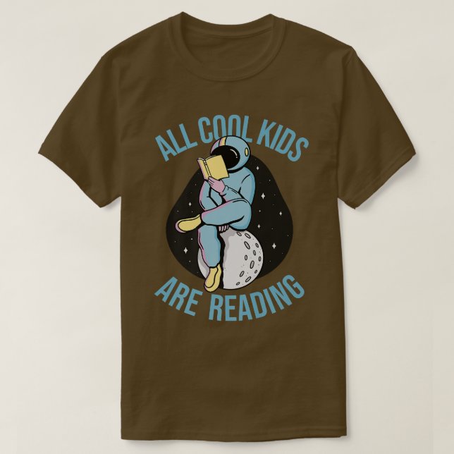 BookLover Astronaut Reads Book Bookworm T-Shirt (Design vorne)