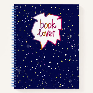 Booklover Buchstaben zeichnend blaues Spiral Noteb Notizbuch