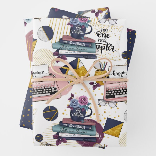 Booklover Muster Geschenkpapier Set (Beispiel)