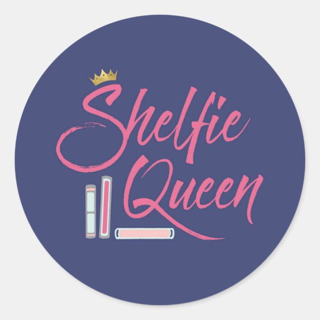 Booklover Shelfie Queen Runder Aufkleber (Vorderseite)