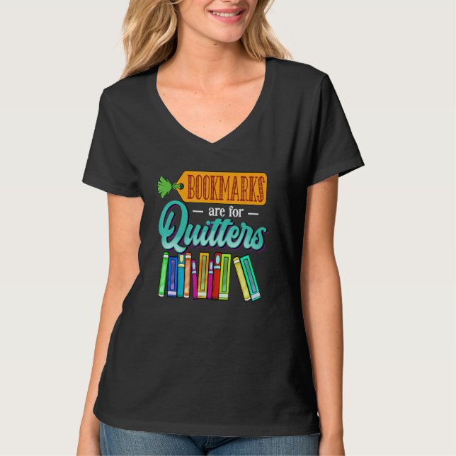 Bookmarks Are For Quitters Student Girls Book  Rea T-Shirt (Vorderseite)