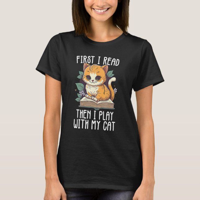 Books And Cats Reading  Cat & Book T-Shirt (Vorderseite)