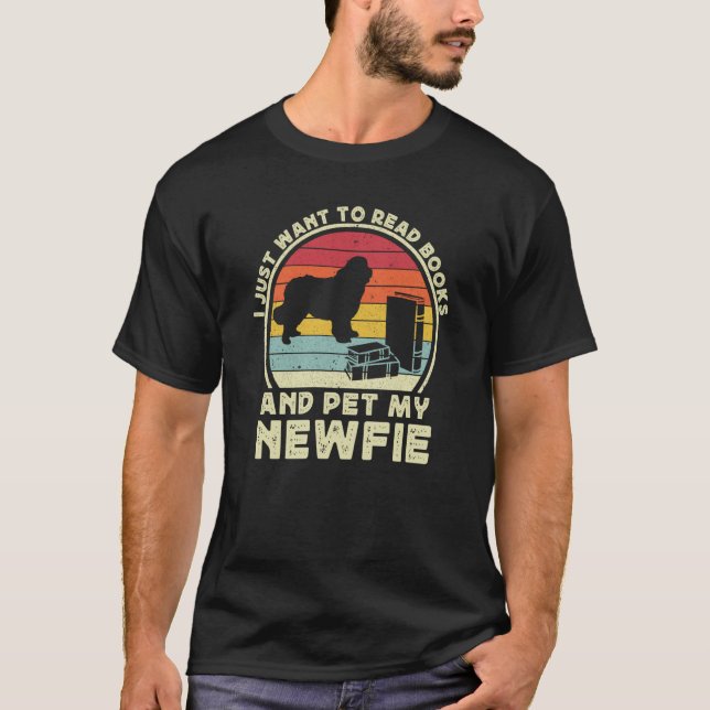 Books And Newfie For Men Women Newfoundland Dog Da T-Shirt (Vorderseite)
