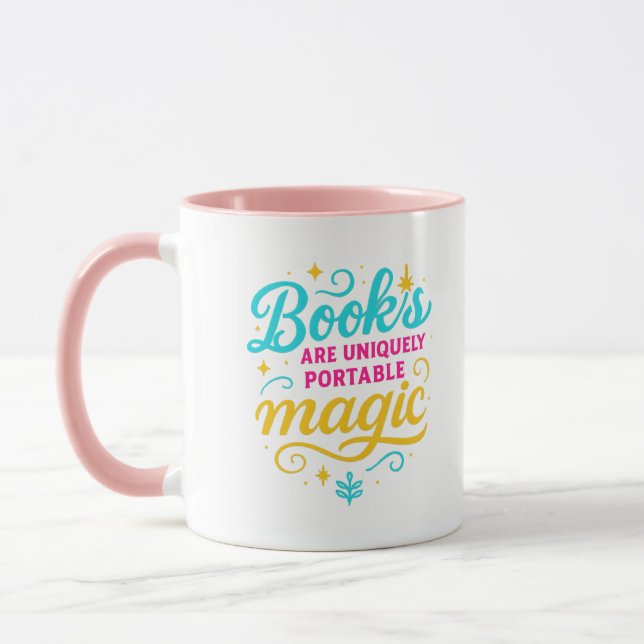 “Books Are Magic”   Quote & Sparkles Tasse (Links)