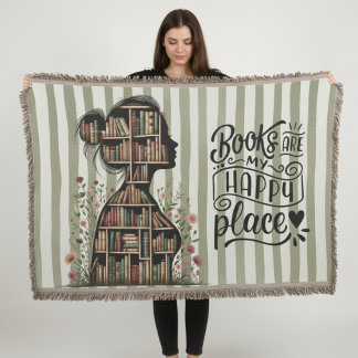 Books Are My Happy Place for Bookish Woven Decke