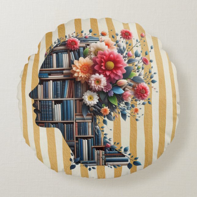 Books Are My Therapy for Bookish Rundes Kissen (Vorderseite)