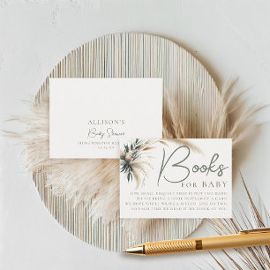 Books Baby Shower Boho Pampas Grüne neutral Begleitkarte