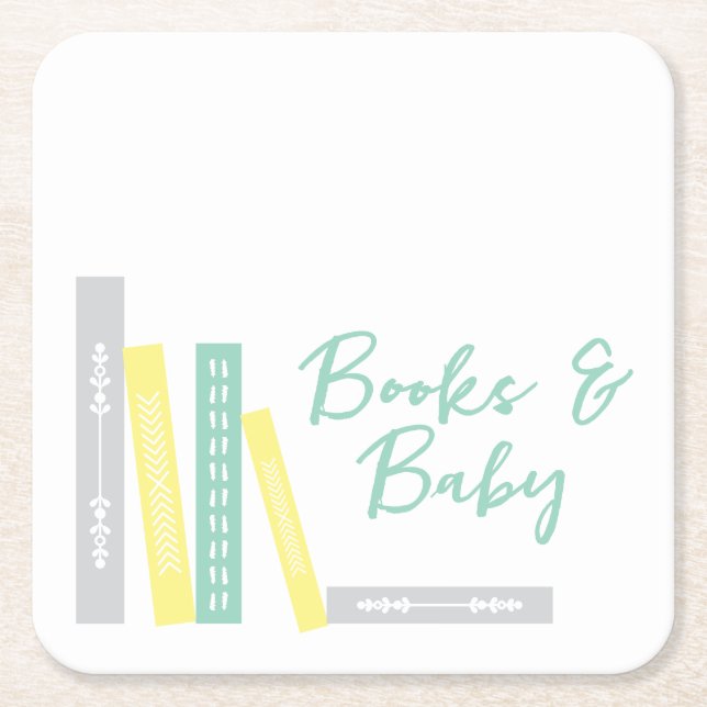 Books Baby Shower Rechteckiger Pappuntersetzer (Vorderseite)