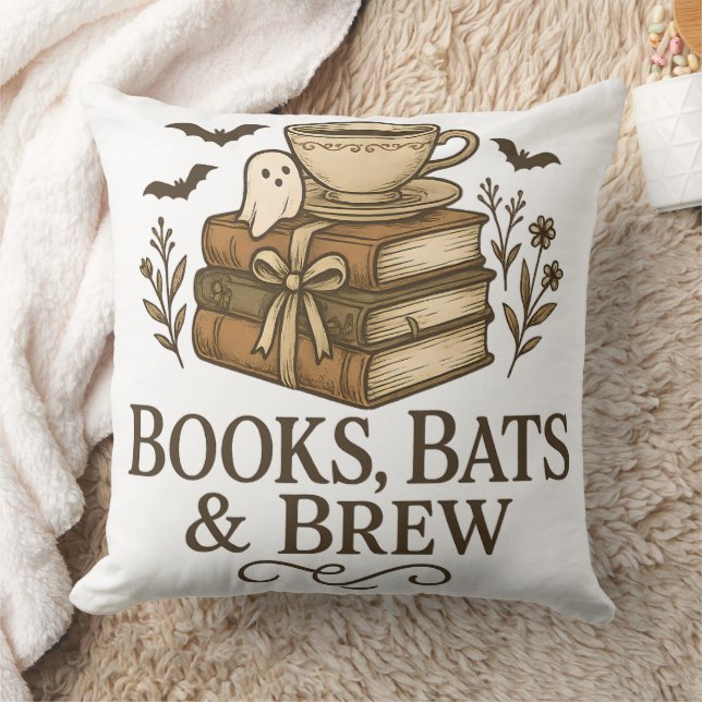 Books Bats Brechen Halloween Coffee Reader Art Kissen (Decke)