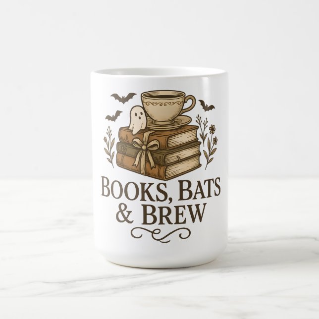 Books Bats Brechen Halloween Coffee Reader Art Verwandlungstasse (Zentrum)