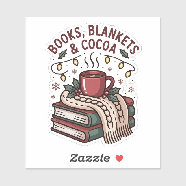 Books, Blankets & Cocoa Cozy Holiday Aufkleber (Blatt)