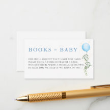 Books Blue Balloon Soft Greenery Boy Baby Shower