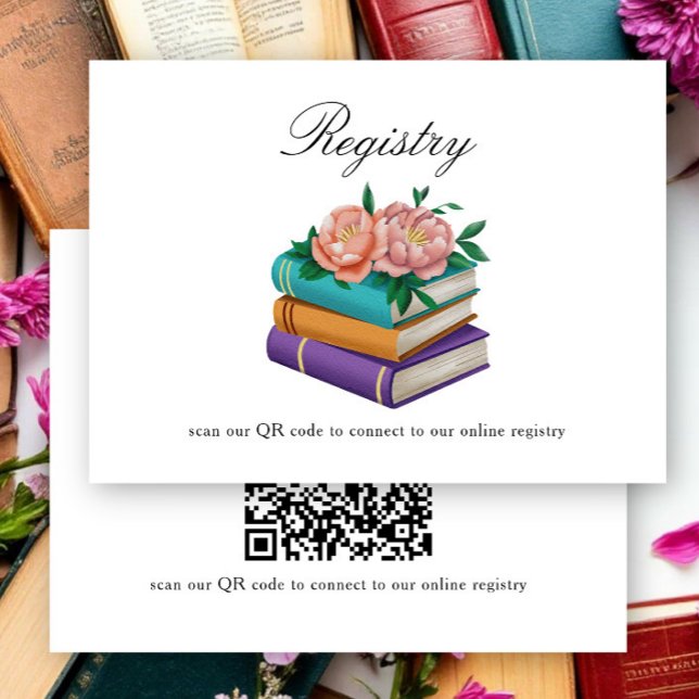 Books Bridal shower QR code for registry  Begleitkarte (Von Creator hochgeladen)