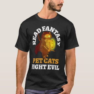Books Cats Evil Bookworm Fantasy Bibliophi T-Shirt