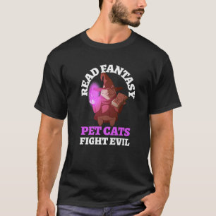 Books Cats Evil Bookworm Fantasy Wizard Ma T-Shirt