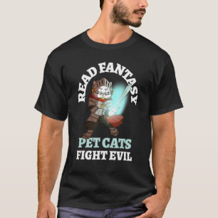 Books Cats Evil Funny Knight BookFantasy Cat B T-Shirt