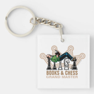 Books & Chess Master Acrylic Keychain Schlüsselanhänger