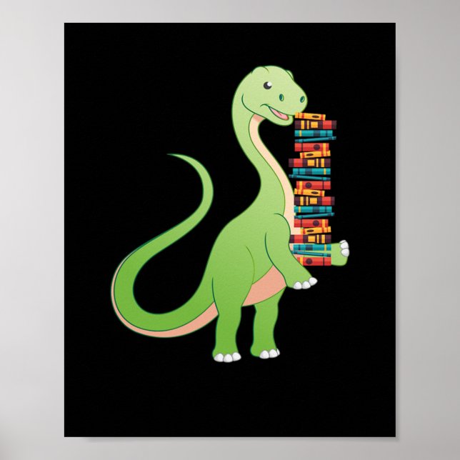 Books Dino Reading Book Literature Poster (Vorne)