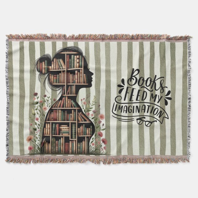 Books Feed My Imagination for Bookish Woven Decke (Vorderseite)