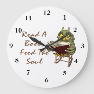 Books Feed The Soul Wise Owl Große Wanduhr