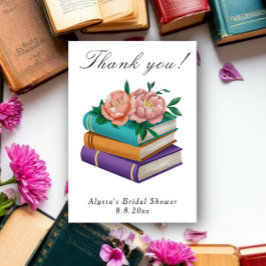Books Floral Bridal Shower Thank you Dankeskarte