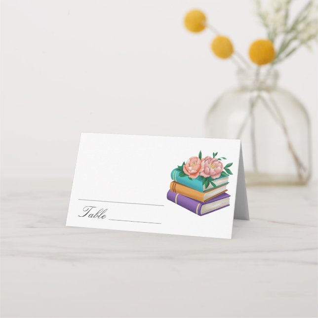 Books Floral Bridal shower - wedding place cards Platzkarte (Vorderseite)