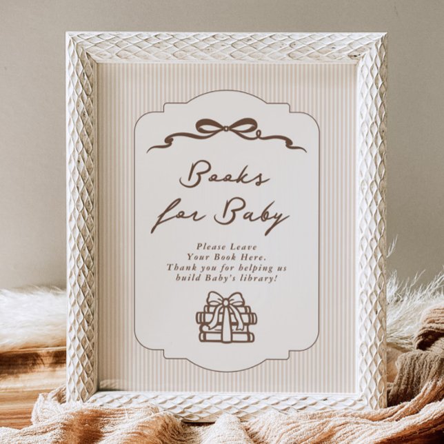 Books for baby Bebe Cafe Brown Bow Handdrawn Poster (Von Creator hochgeladen)