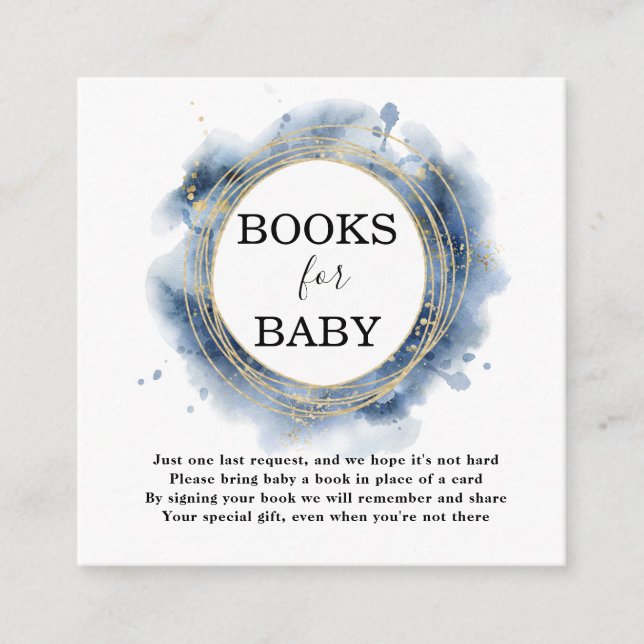 Books for Baby Blue Boy Baby Shower Enclosure Card Begleitkarte (Vorderseite)