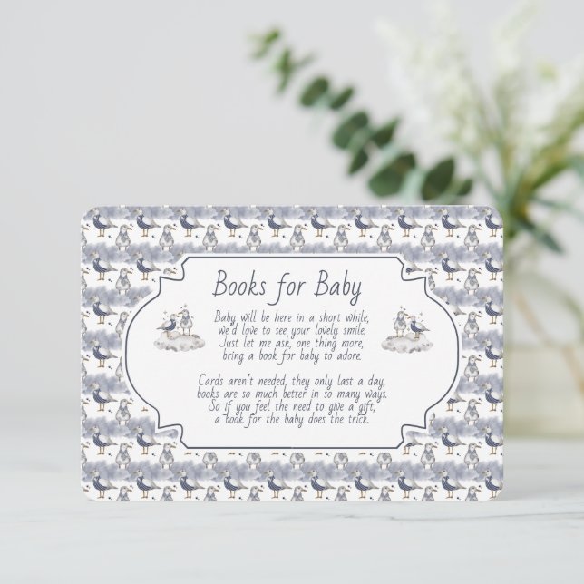 Books for Baby Blue Seagull Seashells Begleitkarte (Stehend Vorderseite)